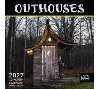 MICASA PRESS Outhouses 2027 Wall Calendar 12 Month | 12" x 24" Open | Thick & Sturdy Paper | White Elephant Gag Funny Calendar 2027