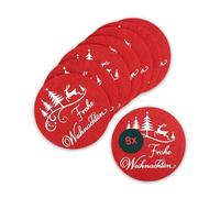 Micasa Sucasa Decorative Felt Coasters Round in Red (Set of 8, Diameter 12 cm, Height 0.3 cm) - Elegant Christmas Decoration Coasters for Glasses & Cups Made of Felt - Perfect for Christmas and Cosy