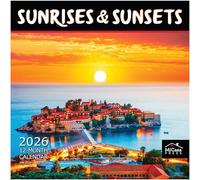 MICASA Sunrises & Sunsets 2026 Wall Calendar 12 Month | 12" x 24" Open | Thick & Sturdy Paper | Giftable | Calendar 2026