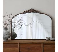 Micasso Bronze Vintage Arched Mirror: 29x36 in French Baroque Antique Wall Mounted Mirror - Traditional Ornate Decorative Mirror for Mantle/Fireplace/Living Room/Bedroom/Entryway/Hallway/Wall Decor
