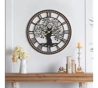 Micasso Large Wall Clock Decorative: 21 Inch Tree of Life Battery Operated