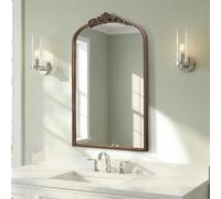 Micasso Traditional Arch Mirror, 31"x 19" Bronze Decorative Mirror with Metal Frame, Wall Mounted Mirror for Bathroom Bedroom Living Room Entryway, Home Wall Decor