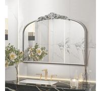 Micasso Vintage Wall Silver Mirror: 24" x 32" French Baroque Antique Mirror - Traditional Ornate Decorative Arched Mirrors for Wall/Bathroom/Entryway/Fireplace/Hallway - Home Decor for Living Room