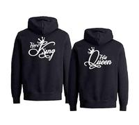 Micaxili King And Queen Hoodie For Couples Personalised Hoodie For Couple Hoodie For Women Men Couple Gifts 1 Piece(BK-QUEEN-M)