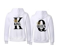 Micaxili King Queen Hoodie For Couples Sweatshirt Matching Couple Hoodies For Couple Mens Women Pullover 1 Piece(WH-QUEEN-S)