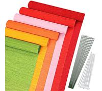 MicButty 42-Piece Pastel Crepe Paper Streamers with Floral Tape and Iron Wire for Crafts, Wedding, Festival, Party Supplies and DIY Flower Crafts