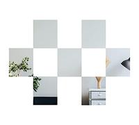 MicButty Mirror Wall Stickers Decor, 7 Pieces Mirror Sheets Wall Sticker Decal Self Adhesive Non Glass Mirror Tiles Wall Sticky Mirror for Home Living Room Bedroom Decoration(Silver, 200 X 250 mm)