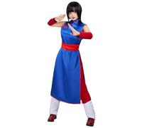 miccostumes Women's Costume Princess Cosplay Outfit Blue Cheongsam with Pants And Red Sash, Blue, S