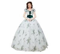 miccostumes Women's Costume Rococo Marie Antoinette Cosplay Dress Ball Gown Victorian Dress, White,green., M