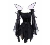 miccostumes Women's Elf Medieval Dress Magical Girl Cosplay Costume Fairy Viking Dress Halloween Party (Black, L)
