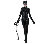 miccostumes Women's Fullbody Black Catsuit Halloween Cosplay Deluxe Costume Whip Zipper Patch