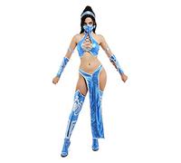 miccostumes Women's Game Fighting Cosplay Costume Outfit with Wristbands Arm Accessories Stockings Face Cover (Blue, Large)