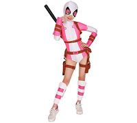 miccostumes Women's Pink White Pool Cosplay Costume Bodysuit With Belt Set (M)