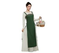 miccostumes Women's Viking Apron Medieval Strappy Over Dress with Belt, Green, XXL
