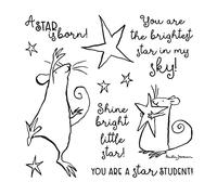 Mice Catch the Twinkle Stars Dies and Stamps Sets for Card Making A Star is Born Words Phrase Transparent Silicone Stamps for DIY Scrapbooking Paper Crafting Arts Crafts Metal Cutting Dies Stencils