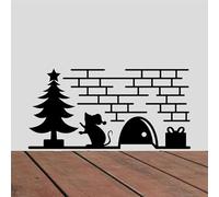 Mice Hole Skirting Board Sticker - Stickers for Cats - Home Decor - Wall Art - Wall Decal Sticker (Christmas Tree)