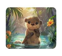 Mice Mat Cute Baby Bank Beaver Nature Rectangular Stitched Edges Gaming Mousepad Anti-Slip Rubber Base Mouse Mat For Office Work Pc 25X30Cm
