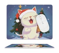 Mice Mat Cute Cat Sing Christmas Carols Comfortable Mouse Pad Anti-Slip Rubber Base Mouse Mat For Computer Pc Office 25X30Cm