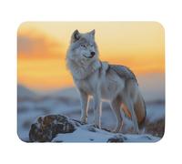 Mice Mat Lone Wolf Standing On A Snow Hill Stitched Edges Mouse Mat Comfortable Gaming Mousepad For Desk Pc Computer 25X30Cm