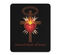 Mice Mat Sacred Heart Of Jesus Cross With Crown Of Thorns Wear Resistant Gaming Mousepad Comfortable Desk Pad For Computer Work Desk 25X30Cm