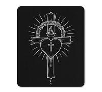 Mice Mat Sacred Heart With Cross Anti-Slip Rubber Base Mouse Pad Stitched Edges Gaming Mousepad For Desk Work Laptop 25X30Cm