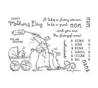 Mice Mom with Her Babies Dies and Stamp Sets for Card Making Happy Mother's Day,Motherhood Alphabets Clear Rubber Stamp for DIY Scrapbooking Paper Crafting Metal Cutting Dies Punch Template Mould