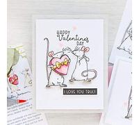 Mice Mouse Happy Valentines Day Dies and Stamp Sets for Card Making Sweet Love Heart Metal Cutting Dies Match Clear Rubber Stamp Sets for DIY Scrapbooking Paper Crafting Die Cuts Valentiene's Gifts