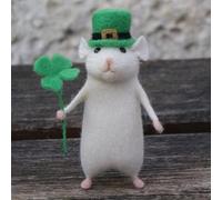 Mice Needle Felting Kit for Beginners, Christmas Needle Felting Kit, DIY Mouse Felt Kit, Unfinished Felted Mouse Christmas Decorations (Style A)