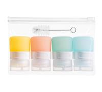 MICEBAY Condiment Squeeze Bottles for Sauces, 1-oz Mini Silicone Salad Dressing Container to Go with Reusable Sandwich Bag, Leakproof Ketchup Bottle for Bento Lunch Box, 4 Pack, Candies