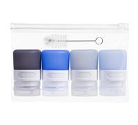 MICEBAY Condiment Squeeze Bottles for Sauces, 1-oz Mini Silicone Salad Dressing Container to Go with Snack Storage Bag, Leakproof Sauce Bottles for Lunch Box, 4 Pack, Blue