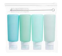 MICEBAY Condiment Squeeze Bottles for Sauces, 6-oz Small Silicone Salad Dressing Container to Go with Snack Storage Bag, Leakproof Sauce Bottles for Lunch Box, 4 Pack, Mint
