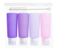 MICEBAY Condiment Squeeze Bottles for Sauces, 6-oz Small Silicone Salad Dressing Container to Go with Snack Storage Bag, Leakproof Sauce Bottles for Lunch Box, 4 Pack, Purple