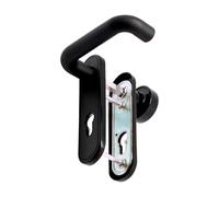 MICEL - 00236 - Fire Handle Set with Fixed Knob and 72 mm Keyhole for Door with Steel Plate and Nylon Black Finish 168 x 44 mm