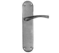 Micel - 07079 Door Handle Set with Wide Steel Plate and Aluminium Handle, Satin Nickel Finish, Silver, 280 x 145 x 70 mm