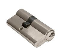 MICEL - 13149 - Security European Profile Double Clutch with Short Cam, Off-Centered, 30 x 50, Includes Keys, Nickel Finish, Silver, 80 x 17 x 33 mm