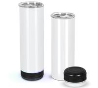 Micellwuu 2 Pack 20 Oz Music Speaker Tumbler, Sublimation Music Tumbler Blanks, Double Wall Vacuum Insulated Coffee Mug with Detachable LED Light, Speaker Cup (Black)