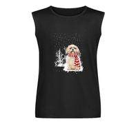 Micerice Shih Tzu Merry Christmas Vest Tank T-Shirt Men's Black Unisex Sleeveless Tops Tee L