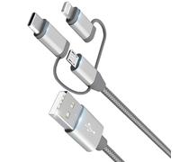 MICFLIP 3 in 1 Charging Cable Adapter,Apple MFi Certified Lightning,Type-C,Micro USB Cable,Compatible with iPhone 16/15/14,iPad,Huawei, HTC,LG,Samsung Galaxy,Sony Xperia,Car Play(1 Pack,3.4ft)