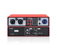 Micfuns 2-in-2-out USB Audio Interface, 32-Bit/384kHz DSP, 48V Phantom Power, Real-Time Monitoring, Red (NMX02)