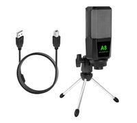 micfuns A8 Gaming USB Microphone RGB Microphone Streaming Podcast Studio Cardioid Condenser Mic Sets with Microphone Stand for Game, YouTube, Conference, Singing (A8-1)