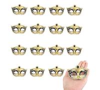 MICG 24pcs Mini Masquerade Decorative Mask Dance Party Cupcake Decorations Mardi Gras Venetian Mask Table Centerpieces Favors (Black)