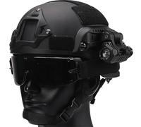 MICH 2000 Tactical Helmet with Safety Goggles & Flashlights | Adjustable Military Style Helmet with Ventilation Holes & Side Rails For Airsoft, MilSim & CS Games