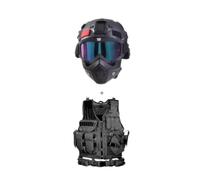MICH Airsoft Helmet andMaskwith Detachable Anti-Fog Goggles Protective Full Face Tactical Mask,AdjustableTactical Vest Outdoor Ultra-Light Breathable Training Airsoft Vest Kit