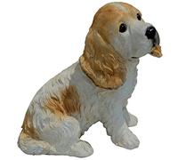 Michael Carr Designs Buffy-Cocker Spaniel Puppy M White/Tan Outdoor Puppy Dog Figurine for gardens, patios and lawns (80094)
