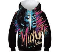 Michael Jackson 3D Printed Hoodies Hoodie MJ Athletic Casual Pullover with Pocket Long Sleeve Sweatshirts for Kids 13-15Y