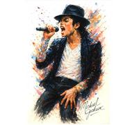 Michael Jackson Autographed Splash Art Watercolour Print. (A4 PRINT ONLY)