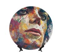 Michael Jackson Bone China Decorative Plate with Stand and Hook Ceramic Dinner Plates Art Porcelain Plate for Home Office Wall Decor Collections 10in