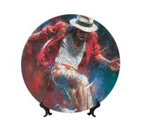 Michael Jackson Bone China Decorative Plate with Stand and Hook Ceramic Dinner Plates Art Porcelain Plate for Home Office Wall Decor Collections 10in