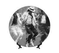 Michael Jackson Bone China Decorative Plate with Stand and Hook Ceramic Dinner Plates Art Porcelain Plate for Home Office Wall Decor Collections 10in