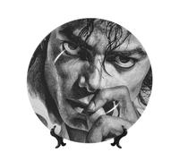 Michael Jackson Bone China Decorative Plate with Stand and Hook Ceramic Dinner Plates Art Porcelain Plate for Home Office Wall Decor Collections 6in